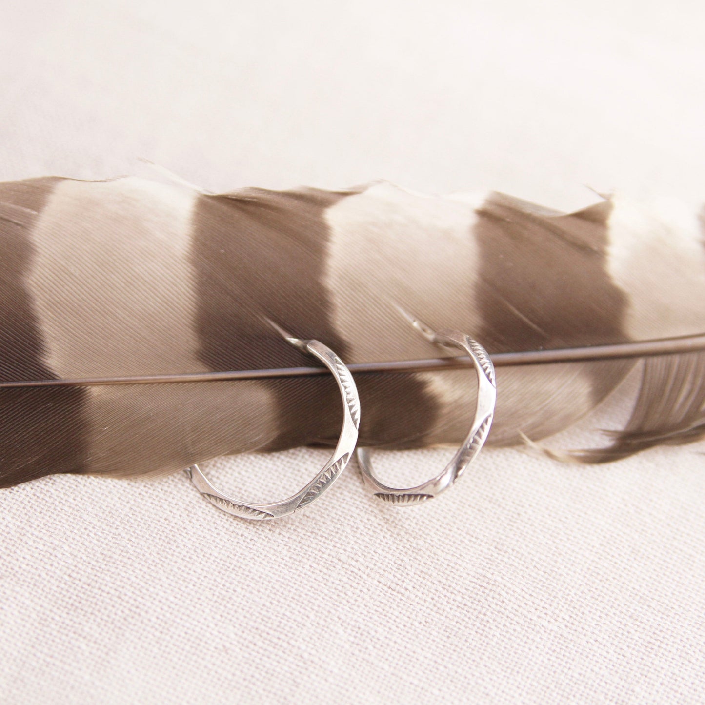 EAR Hand Stamed Knife-Edge Hoops