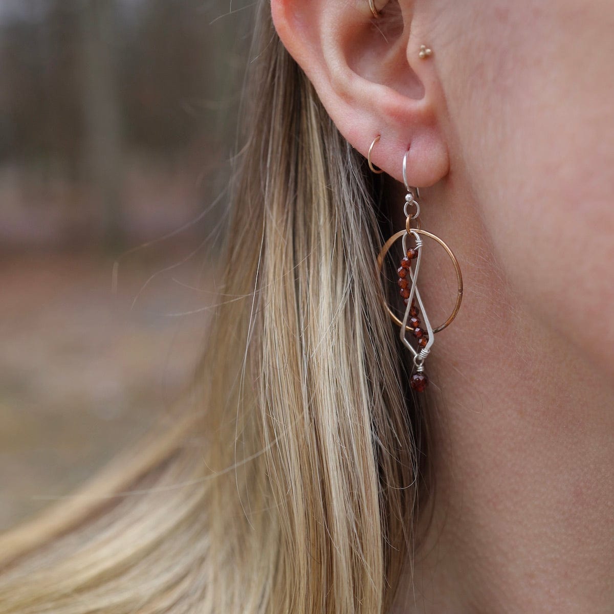 EAR Hessonite Garnet Hoop Earrings