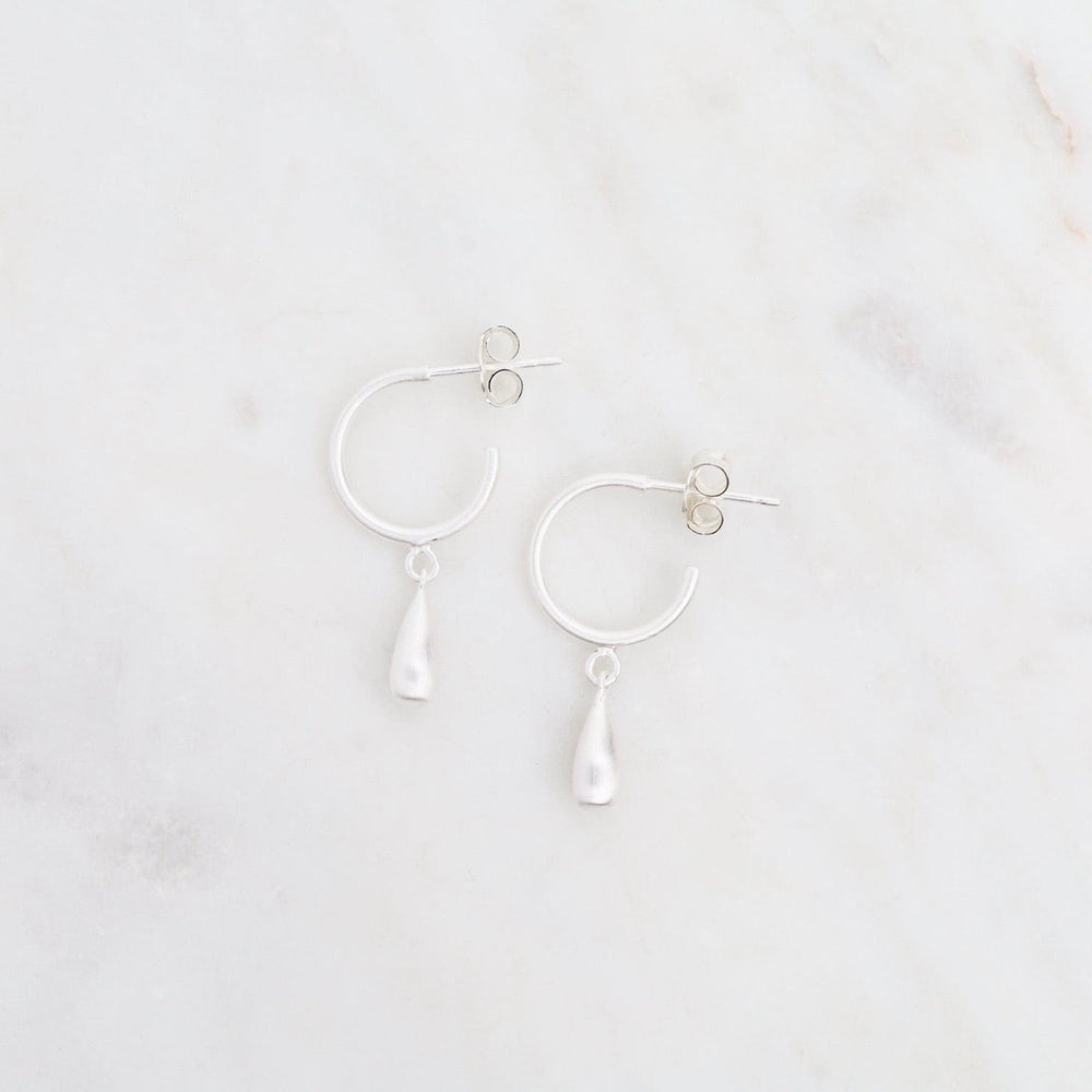 
                      
                        EAR Hoops with Hanging Drop - Brushed Sterling Silver
                      
                    