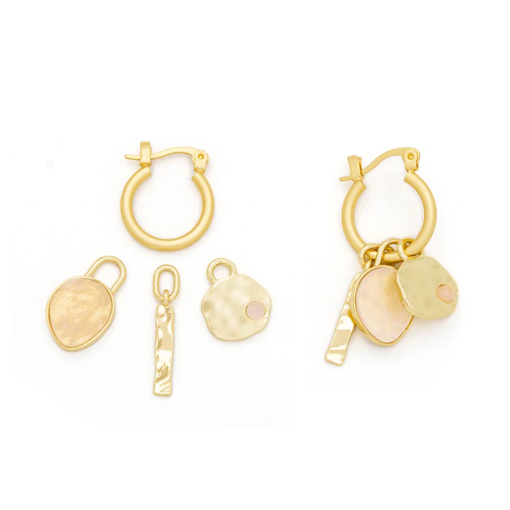 EAR Interchangeable Charm Earring - Rose Quartz/Love/Gold