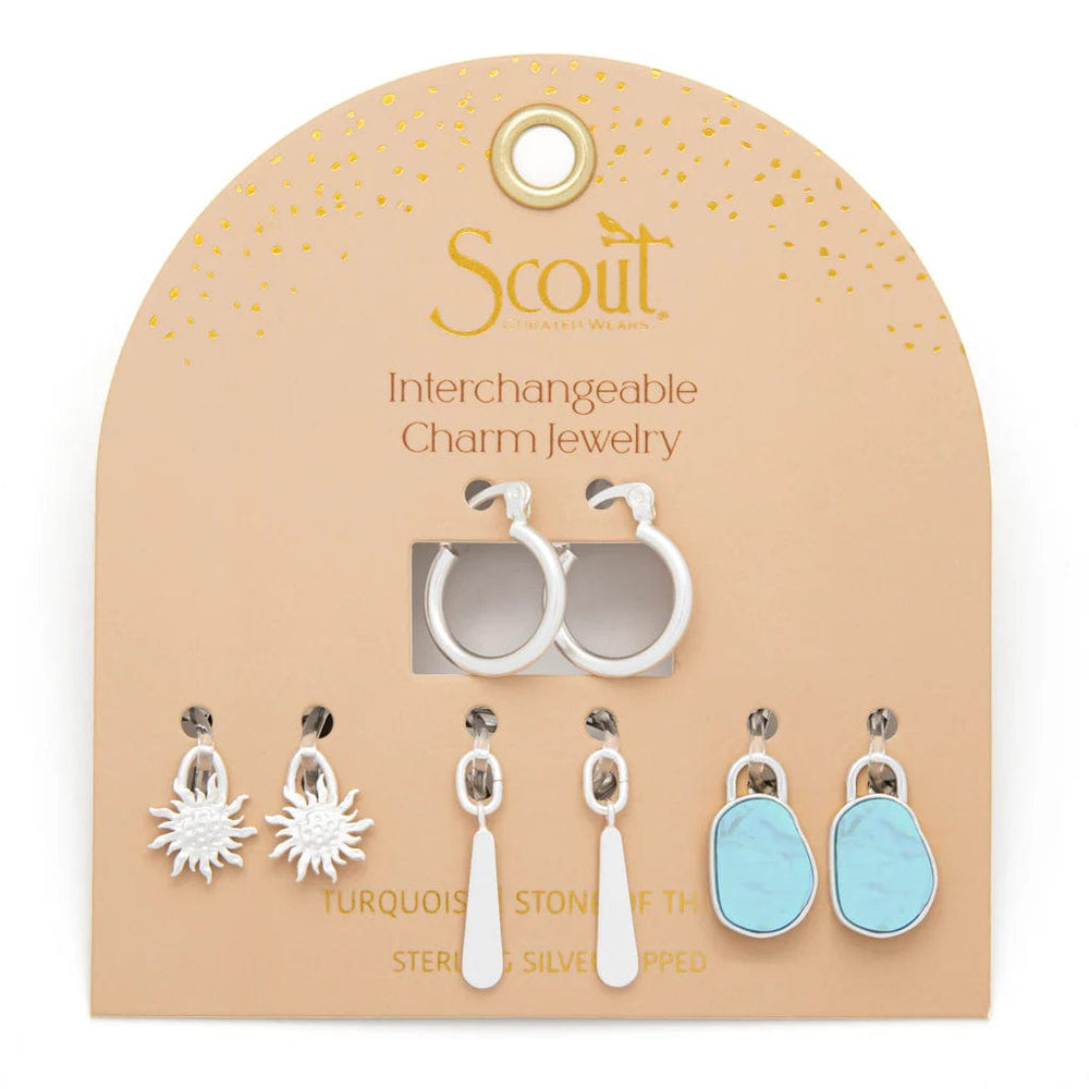 EAR Interchangeable Charm Earring - Turquoise/Sky/Silver