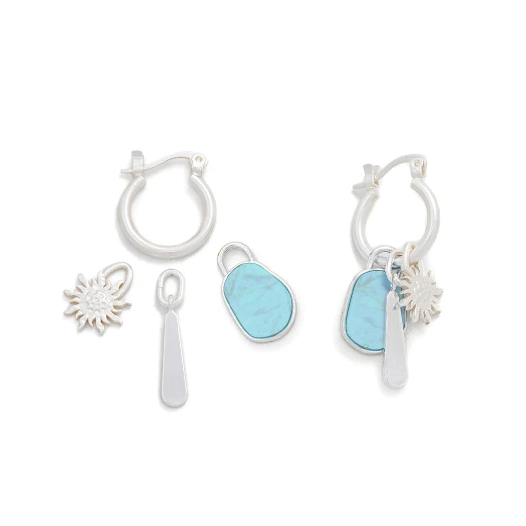 EAR Interchangeable Charm Earring - Turquoise/Sky/Silver