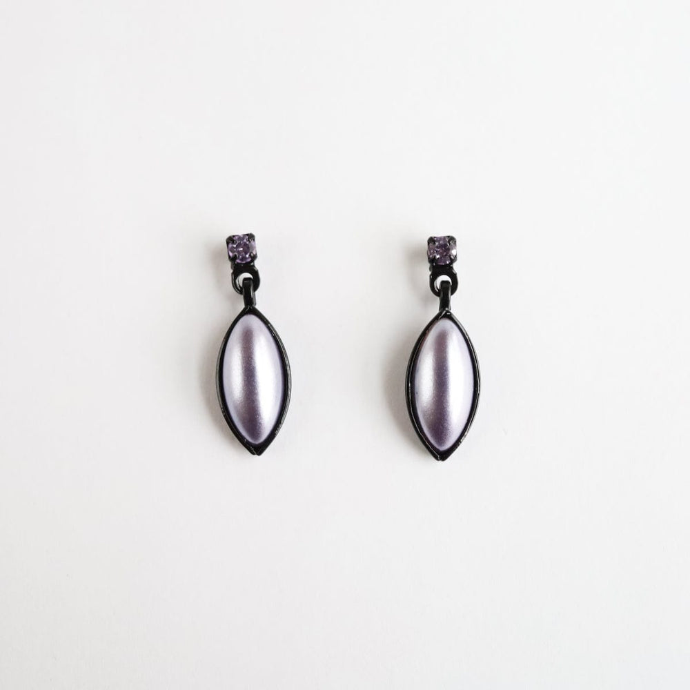 EAR Iridescent Purple Grey Single Leaf Post Earring