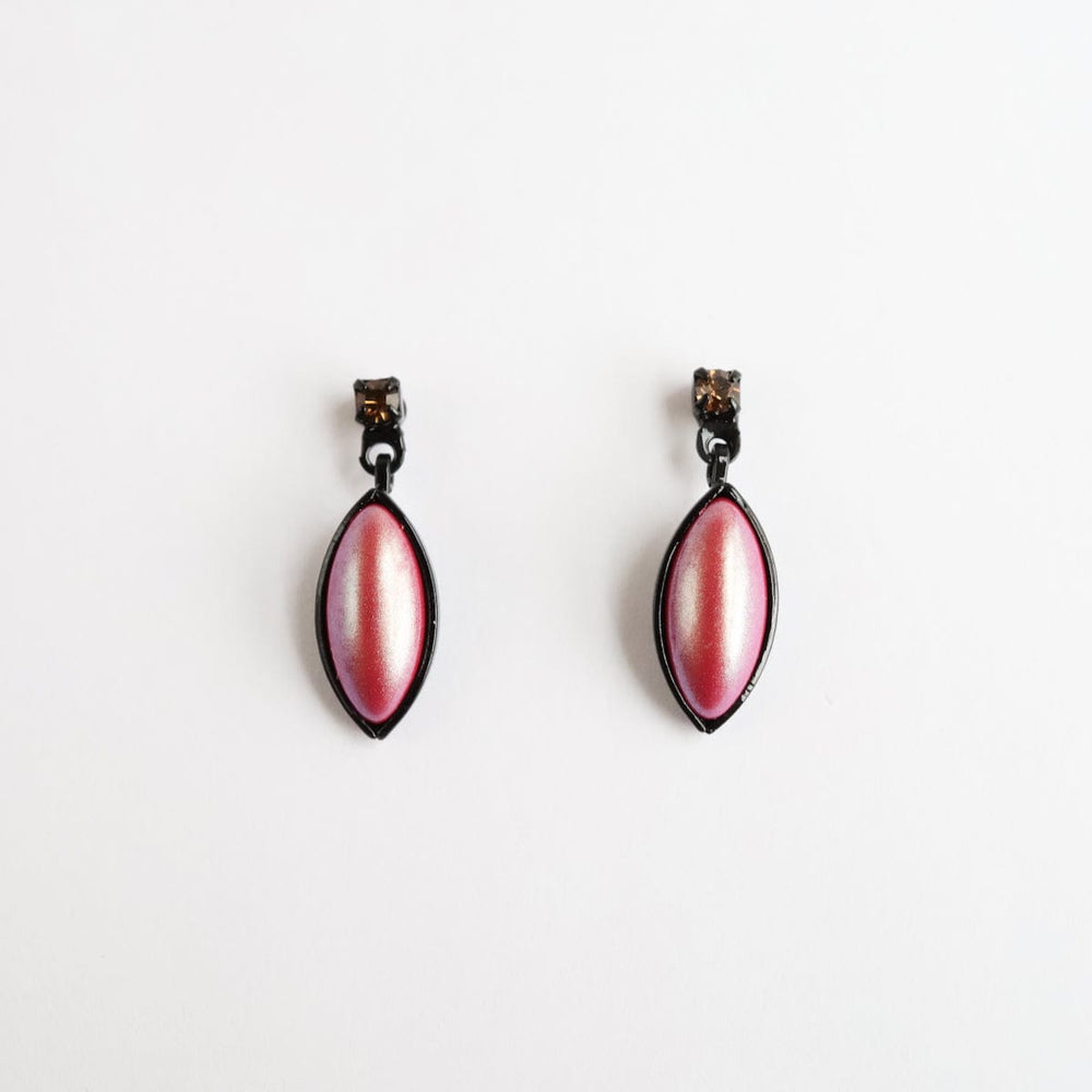 EAR Iridescent Red Single Leaf Post Earring