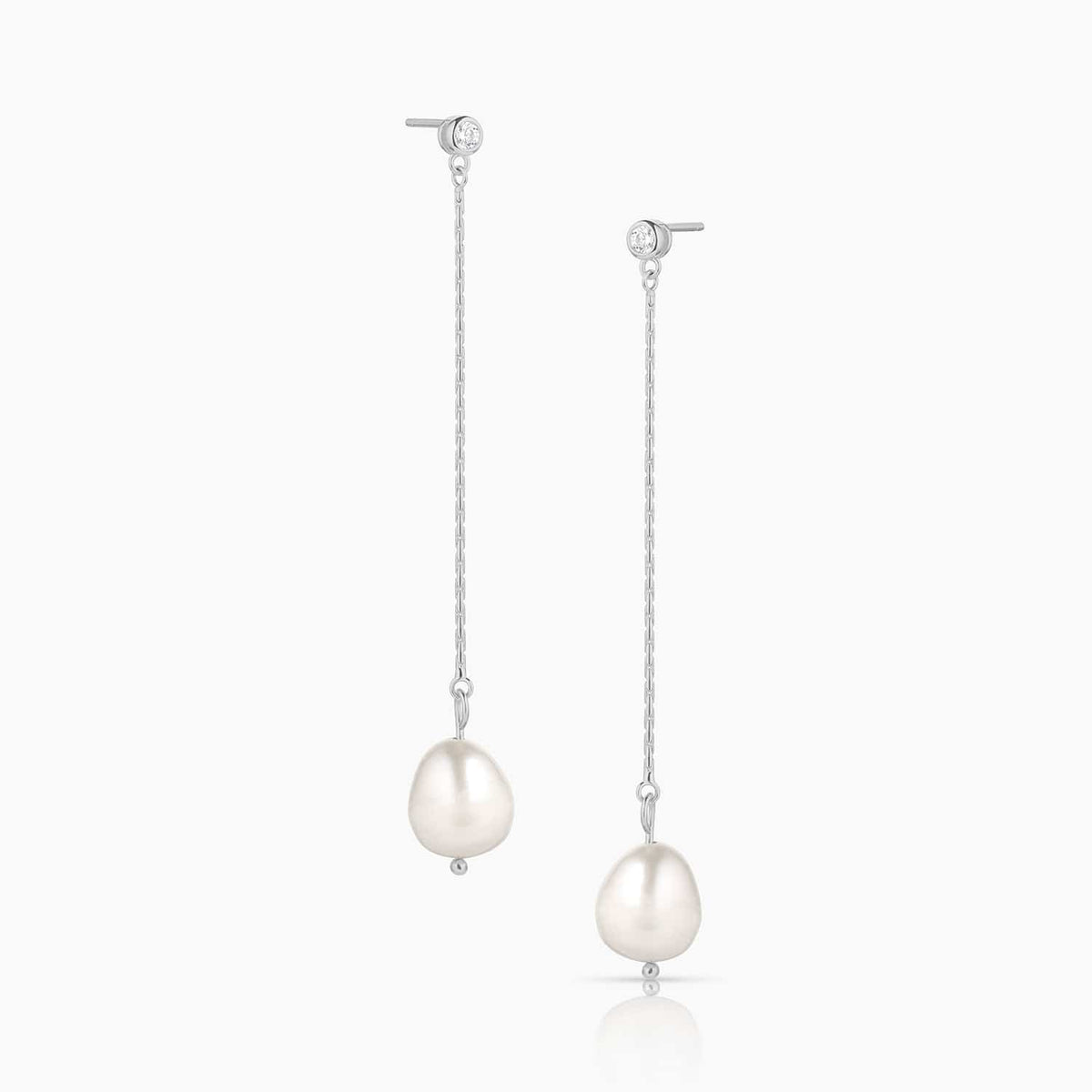 EAR Isla Pearl Swing Earring - Rhodium Plated