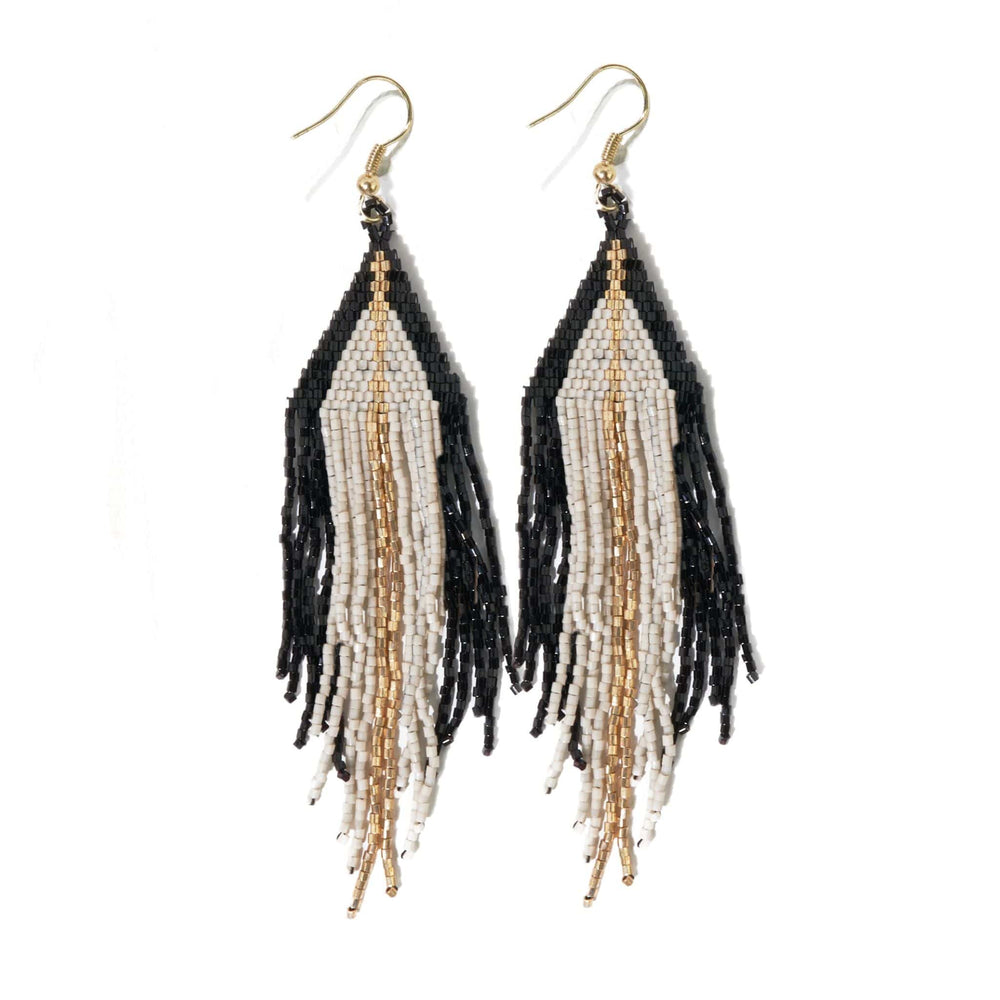 
                  
                    EAR Jane Triangle with Gold Stripe Beaded Fringe Earrings
                  
                