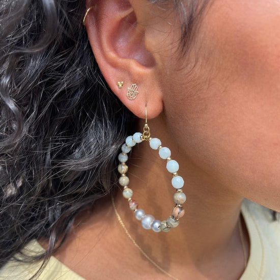 EAR-JM Amazonite Mix Oversized Hoop Earrings