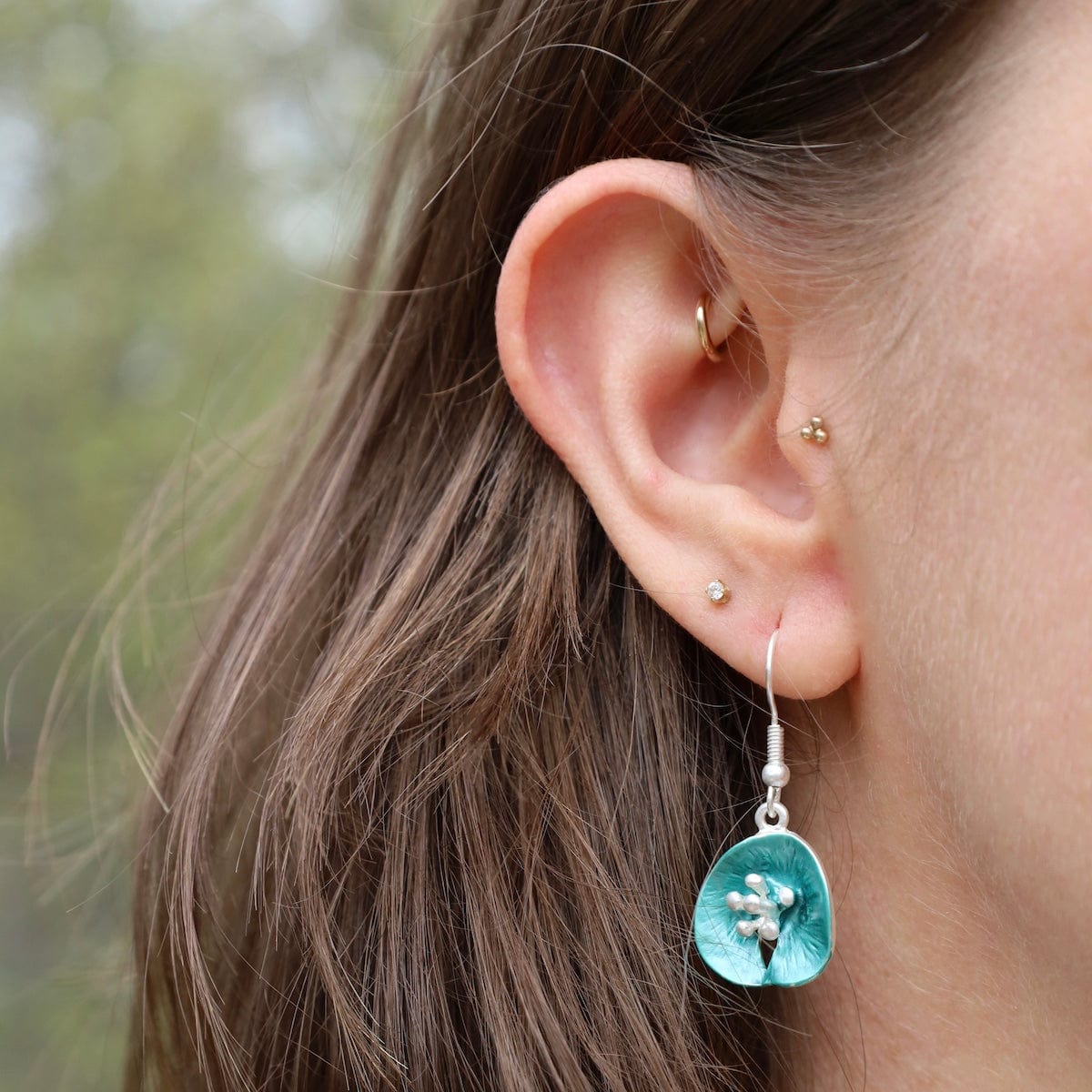 EAR-JM Aqua Lilypad Earrings