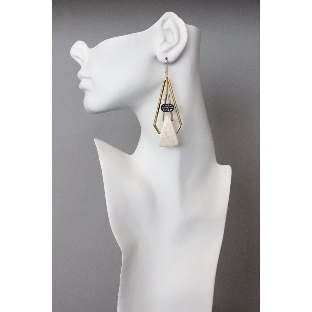 EAR-JM Artdeco Rhinestone and White Stone Earrings