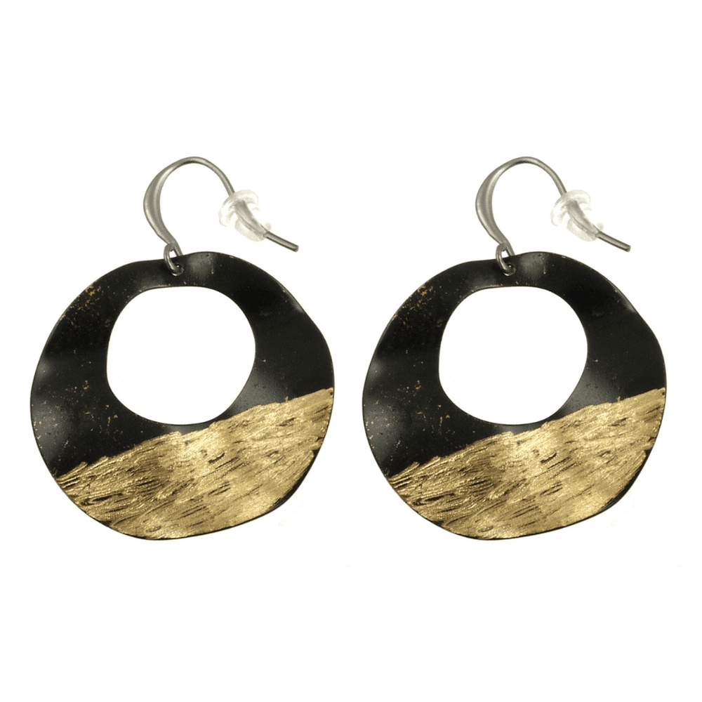 
                      
                        EAR-JM Black and Gold Wavy Hoop Earrings
                      
                    