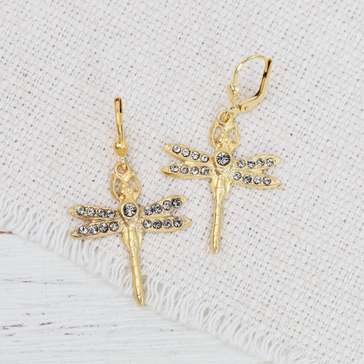 EAR-JM Black Diamond Dragonfly Earrings