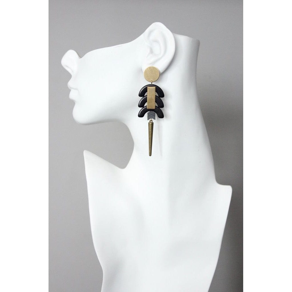 EAR-JM Black Stone Geometric Dangle Earrings