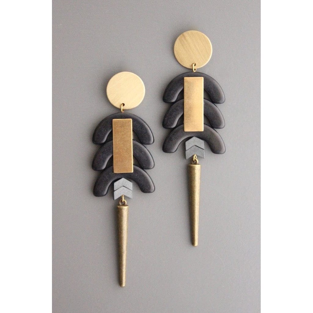 EAR-JM Black Stone Geometric Dangle Earrings