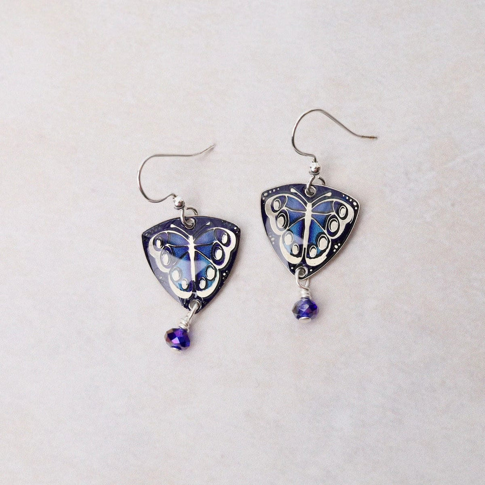 EAR-JM Blue Butterfly on Triangle Earrings