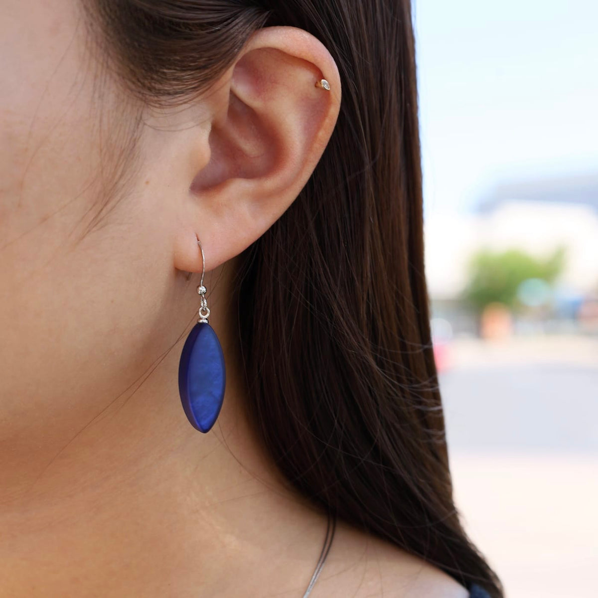 EAR-JM Blue Coastal Leaf Earrings
