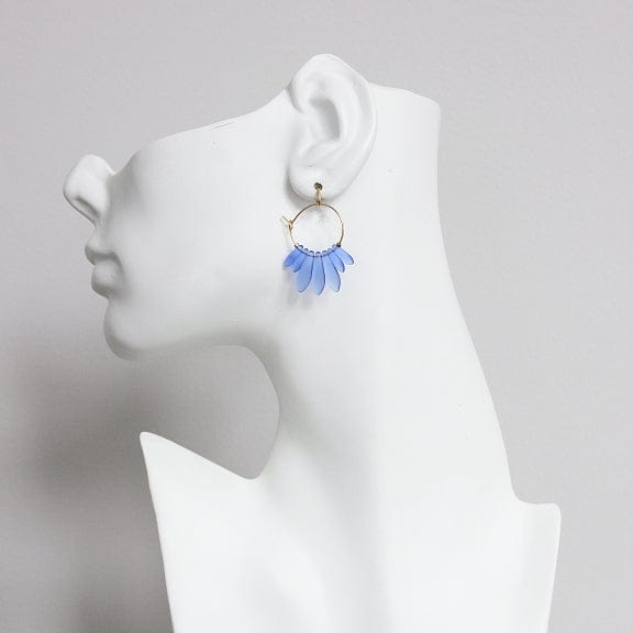 EAR-JM Blue Glass Hoop Earrings