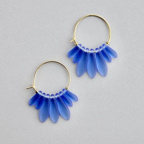 EAR-JM Blue Glass Hoop Earrings