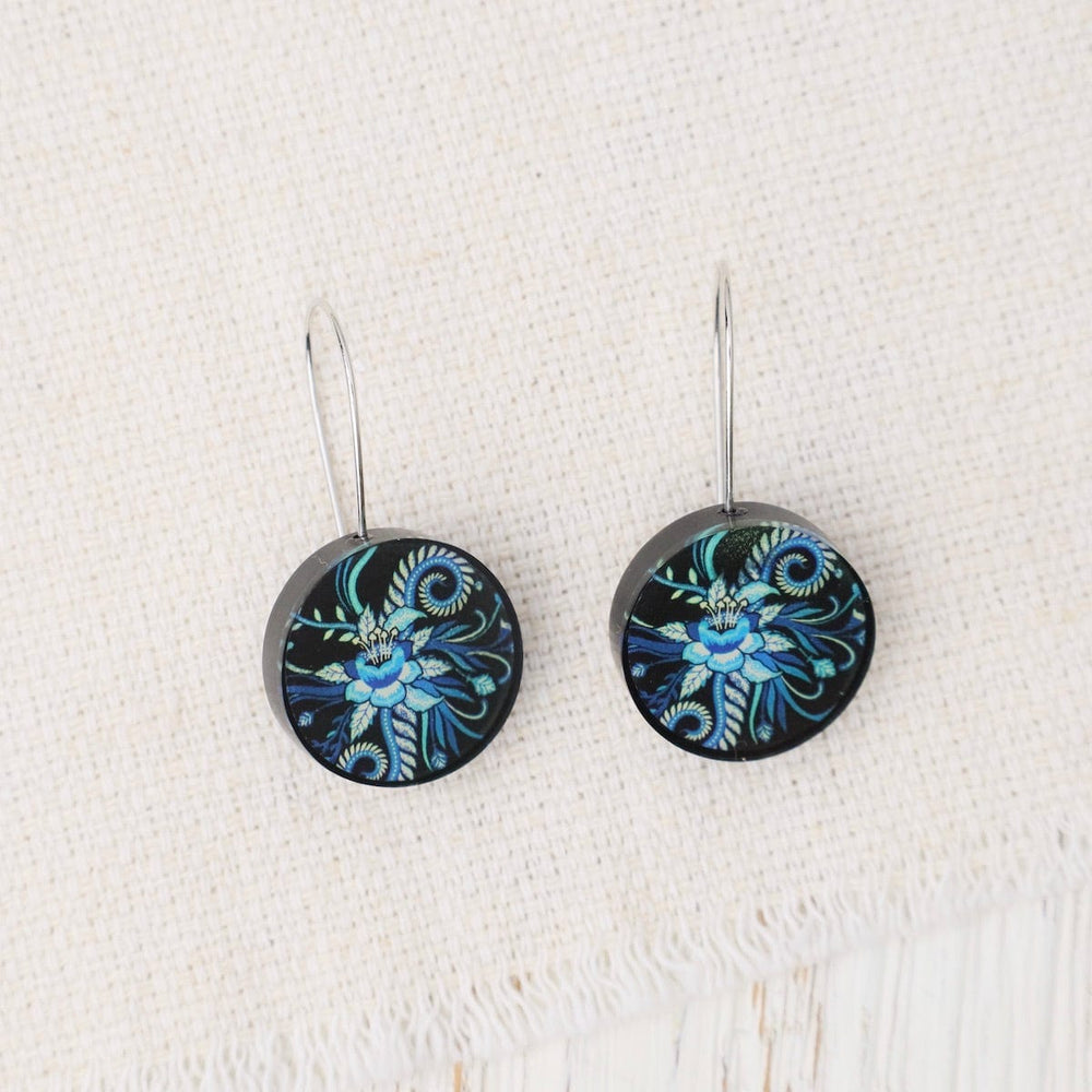 EAR-JM Blue Kimono Round Earrings