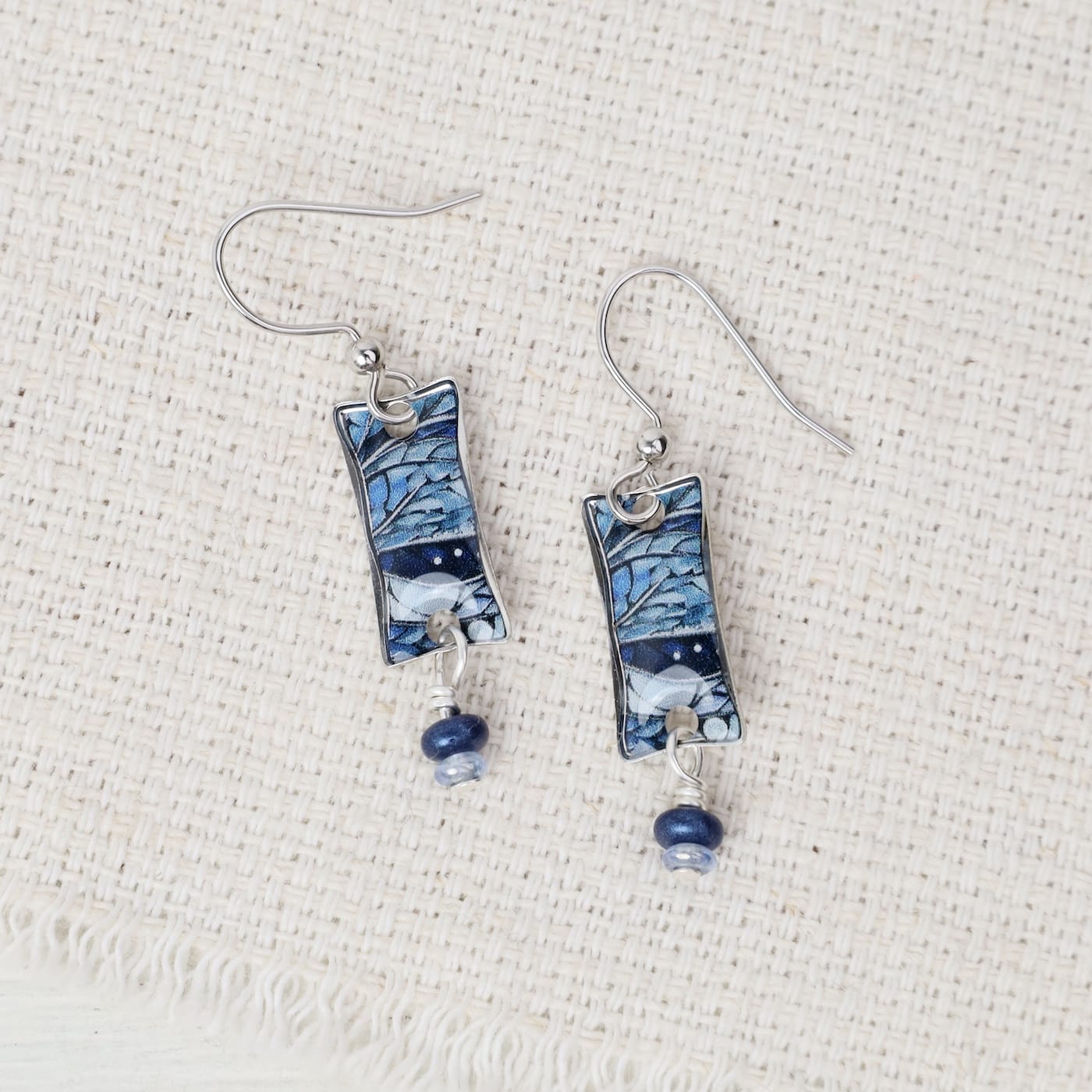 EAR-JM Blue Rectangle Mosaic Earrings