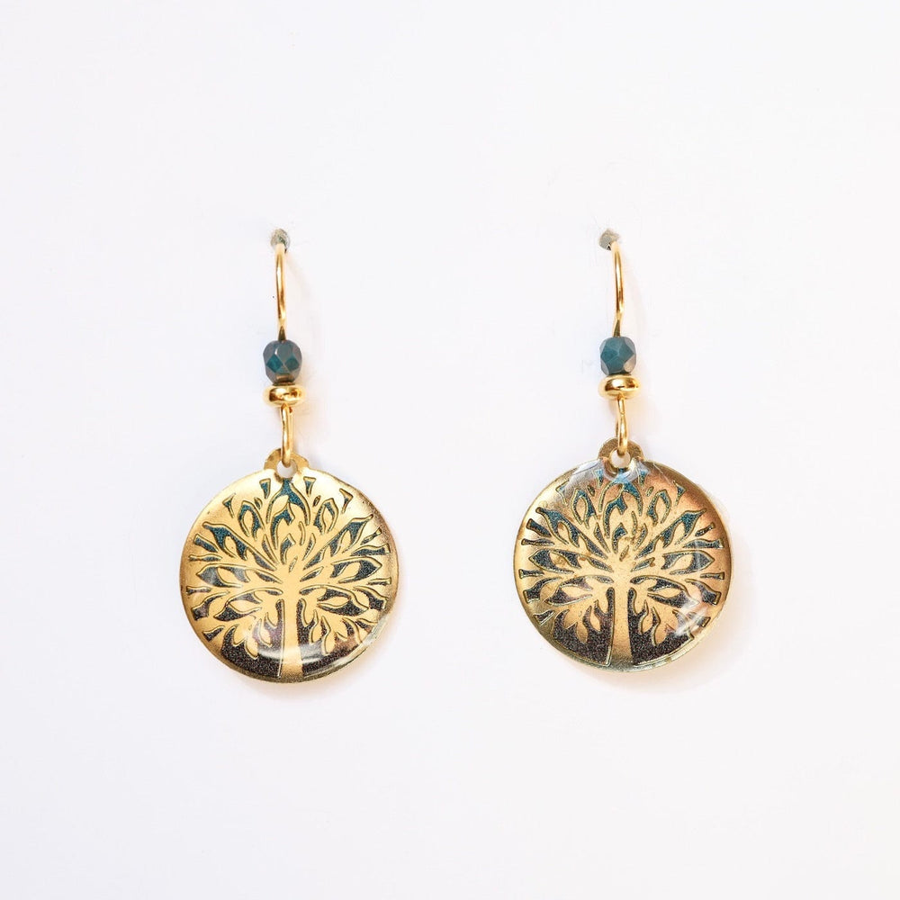 EAR-JM Brass Blue Ombre Tree Of Life Earring