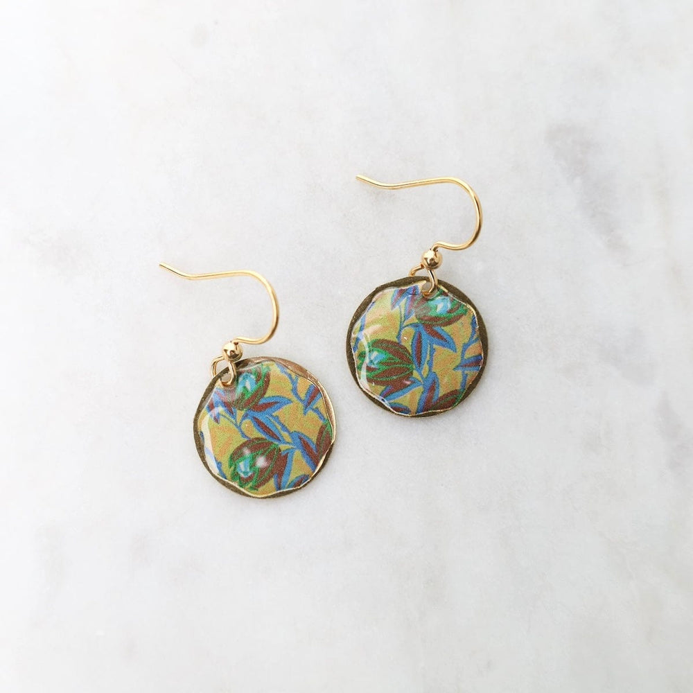 EAR-JM Brown & Yellow Round Flower Earrings