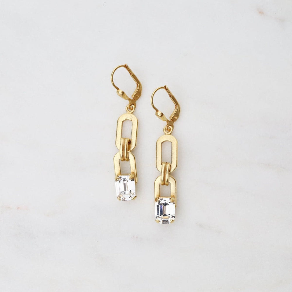 
                      
                        EAR-JM Chain Link & Clear Crystal Earrings - Gold Plate
                      
                    