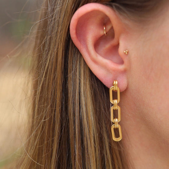 EAR-JM Chain Post Earrings - Gold Plate