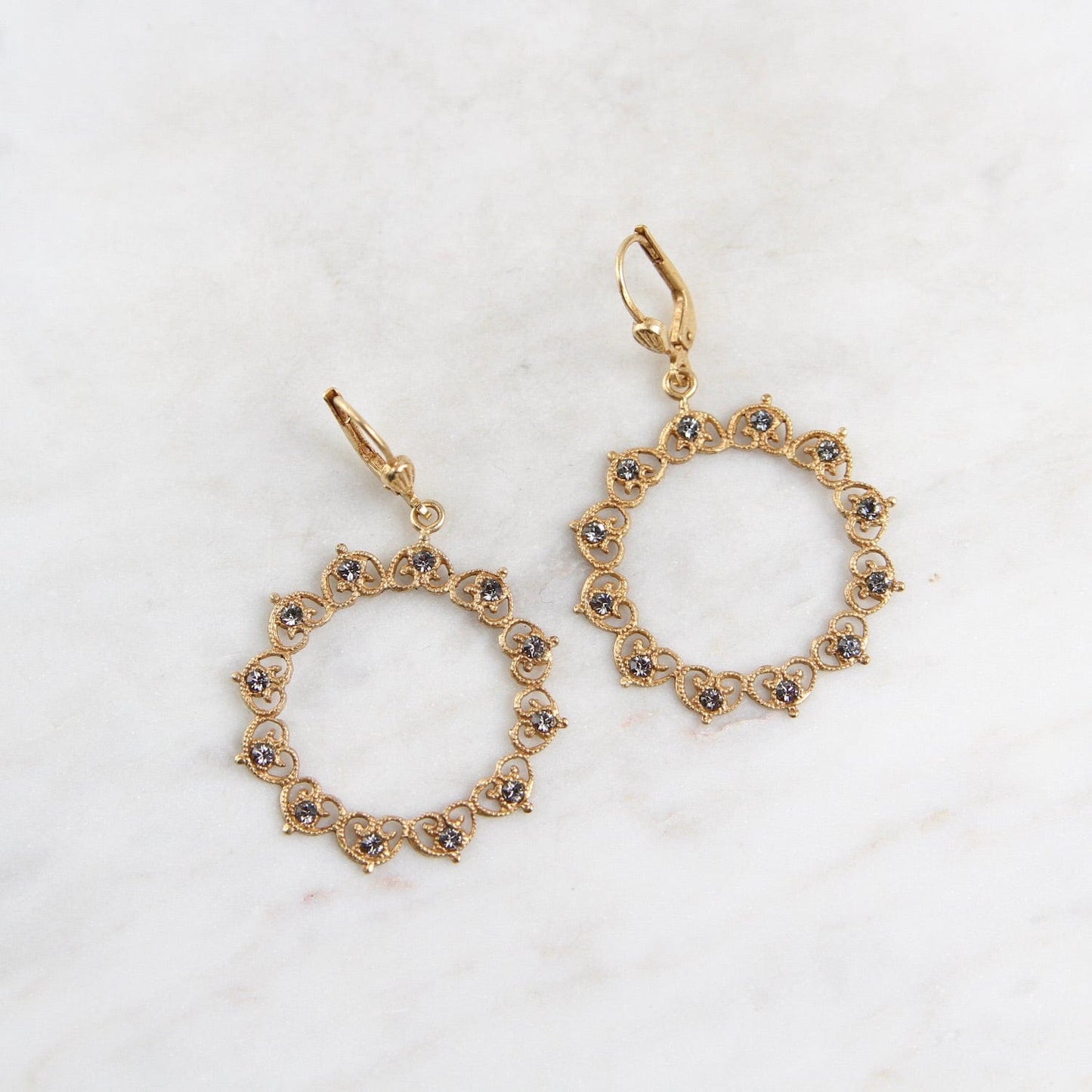 EAR-JM Clear  Crystal Wreath Earring - Gold Plate