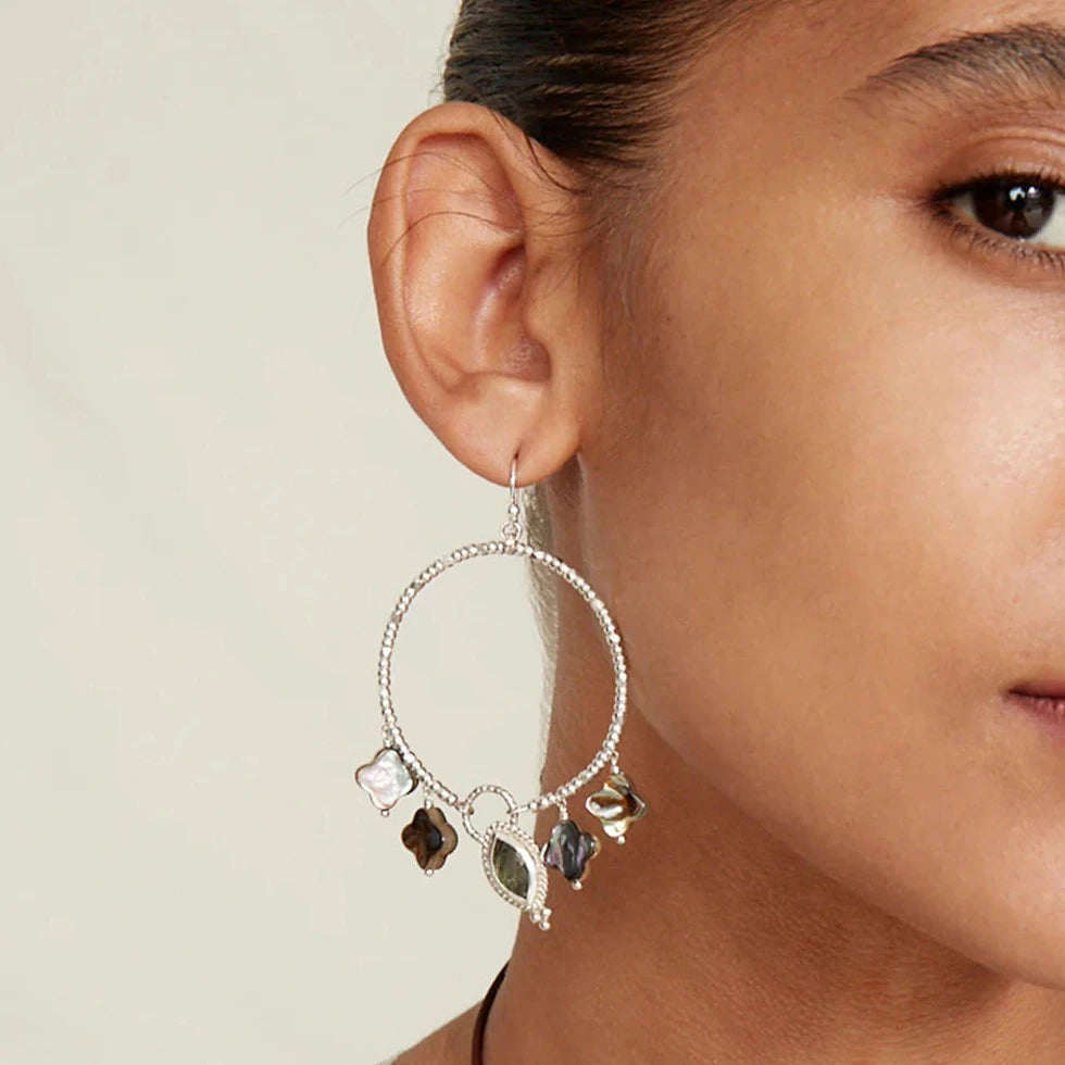 
                      
                        EAR-JM Clover Hoop Earrings Abalone Mix
                      
                    