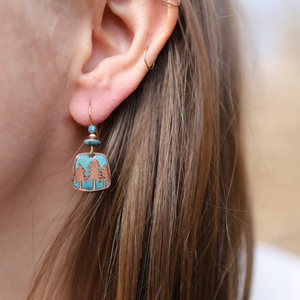 EAR-JM Copper and Teal Tall Pines Bead Earring