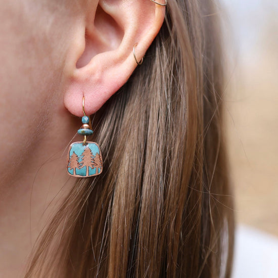 EAR-JM Copper and Teal Tall Pines Bead Earring