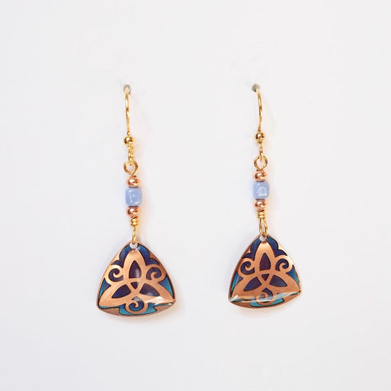 EAR-JM Copper & Blue Celtic Trinity Earring