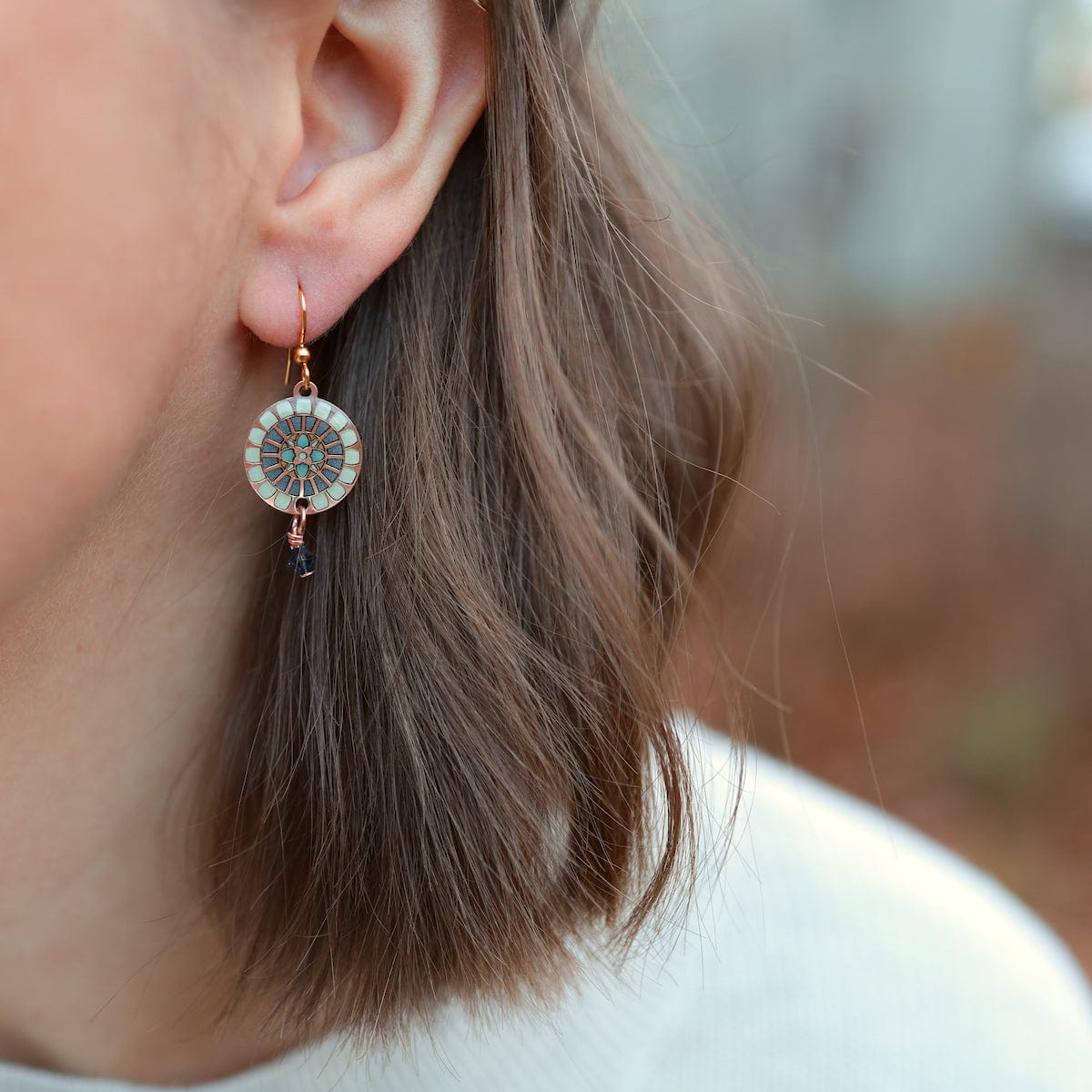 EAR-JM Copper Flower Mandala Earrings