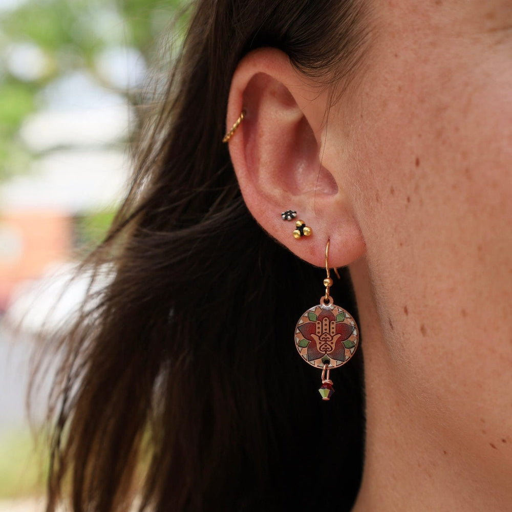 EAR-JM Copper Hamsa Mandala Earrings