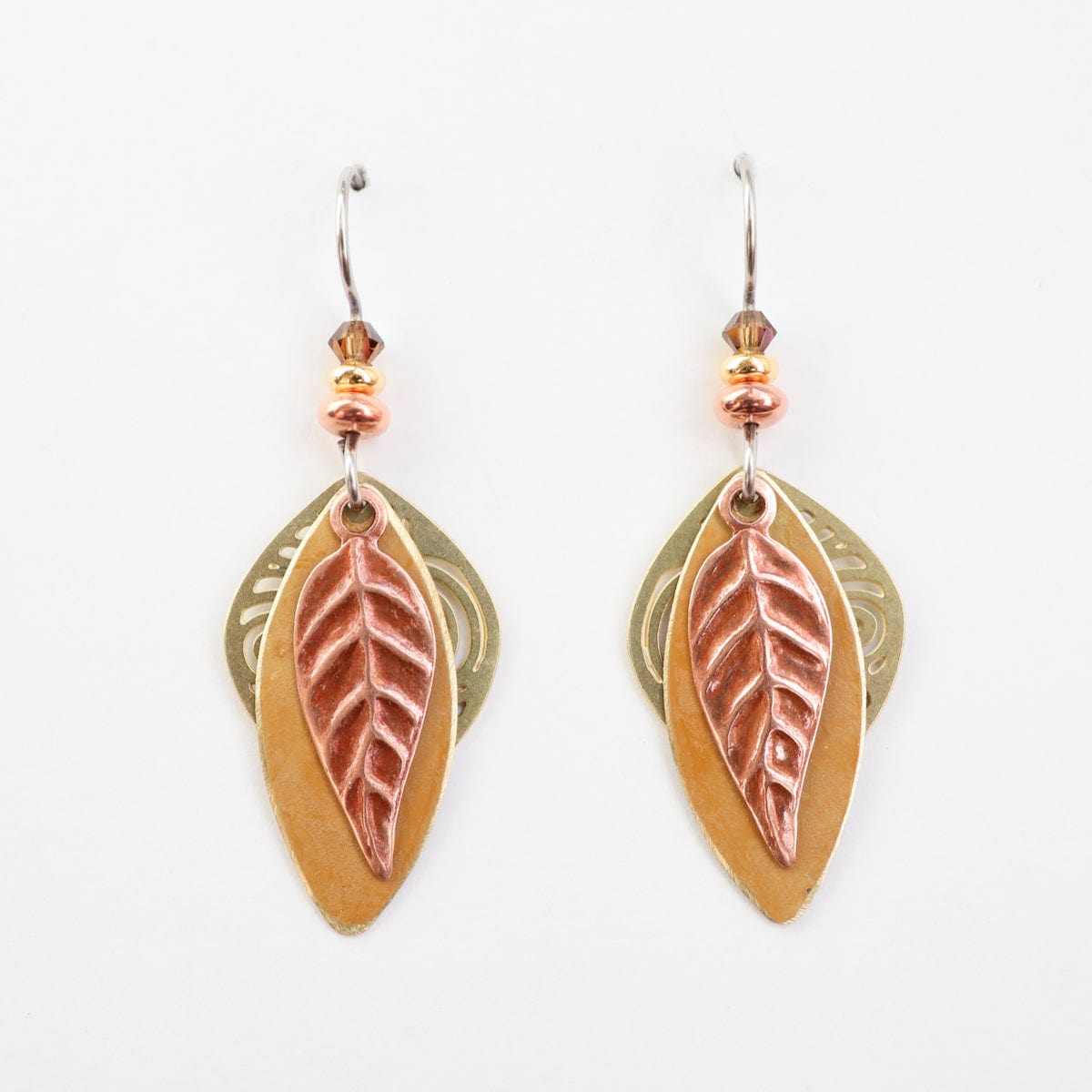 EAR-JM Copper Leaf on Gold Background Earrings