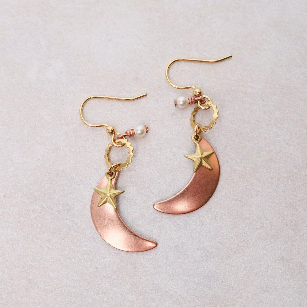 EAR-JM Copper Moon with Gold Star Earrings