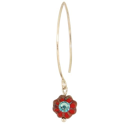 EAR-JM Crystal Czech Flower - Red