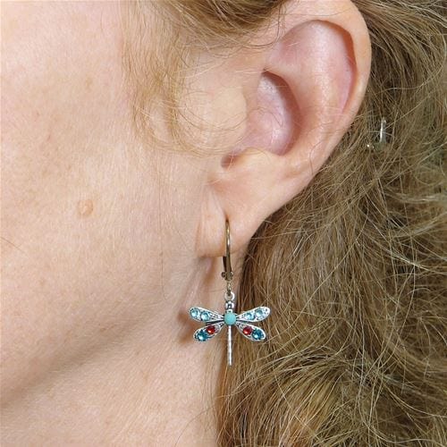 EAR-JM Crystal Dragonfly Earring - Blue Green Mix