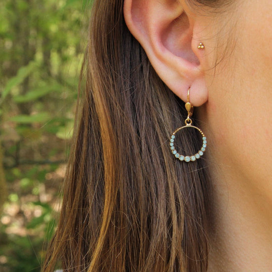 EAR-JM Crystal Hoop Earrings - Pacific Opal