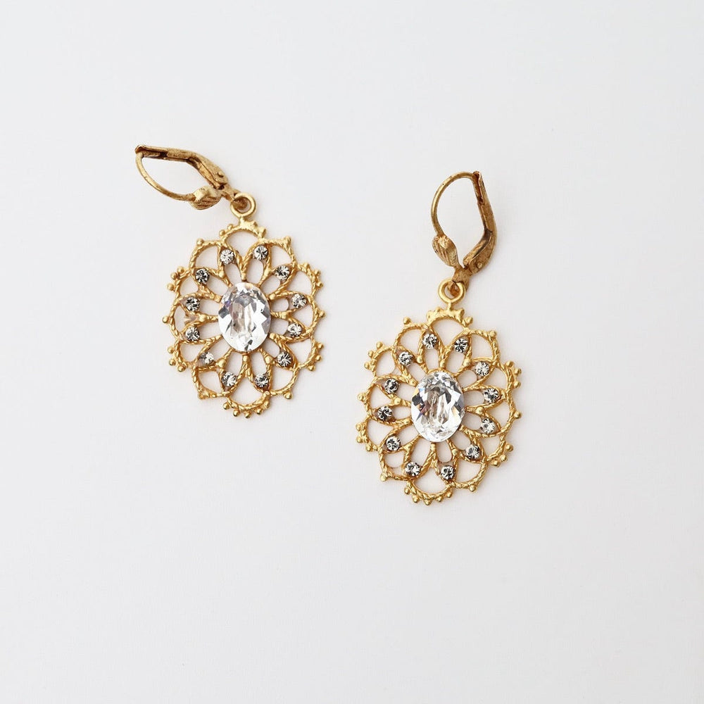 
                      
                        EAR-JM Crystal Oval Filigree Earrings - Gold Plate
                      
                    