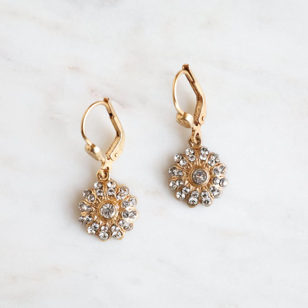 EAR-JM Crystal Small Round Flower Earring