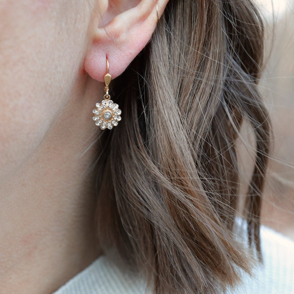 EAR-JM Crystal Small Round Flower Earring