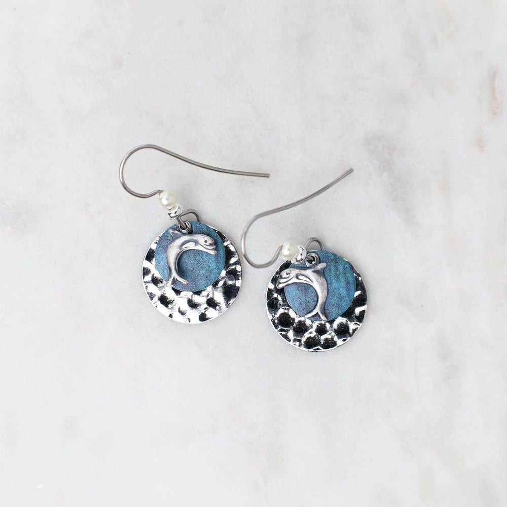 EAR-JM Deep Sea Blue Dolphin Earrings