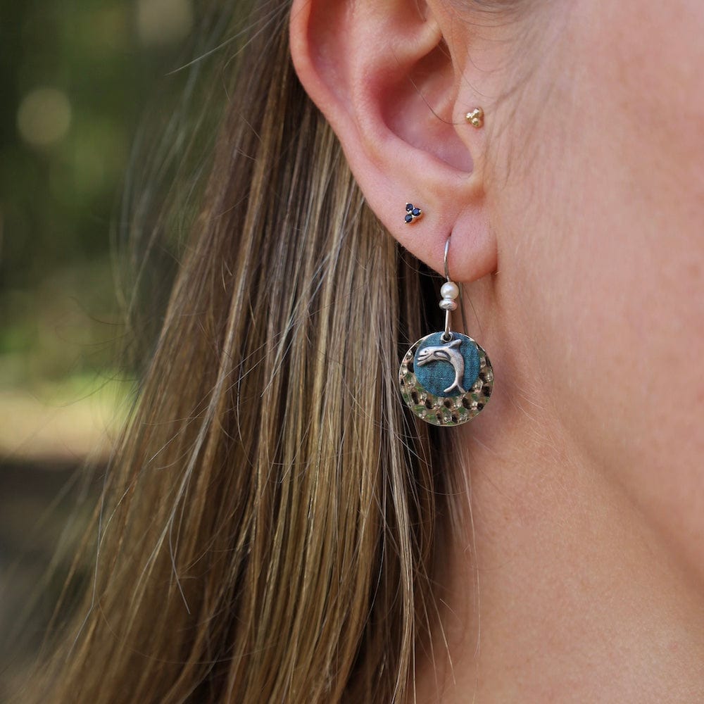 EAR-JM Deep Sea Blue Dolphin Earrings