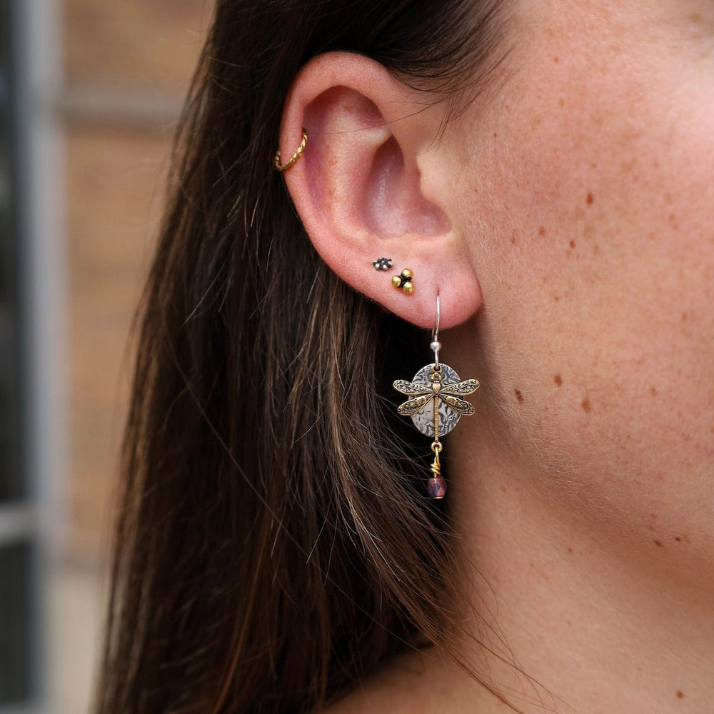 EAR-JM Dragonfly with Purple Crystal Earrings