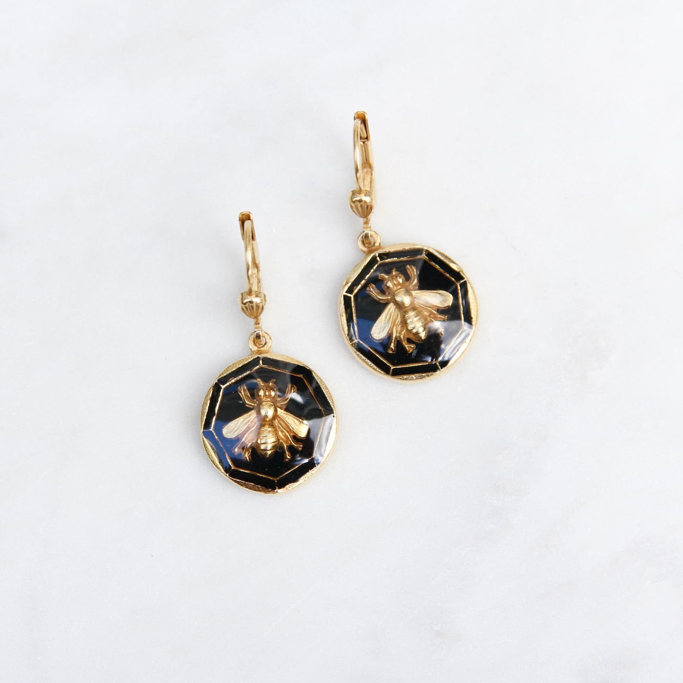 EAR-JM Enamel Bee Earring - Black