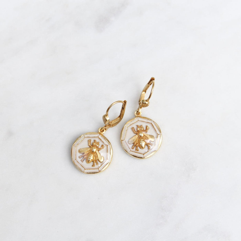 
                  
                    EAR-JM Enamel Bee Earring - White
                  
                