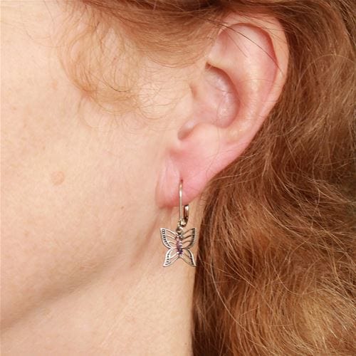 EAR-JM Filigree Crystal Butterfly - Pink Mix