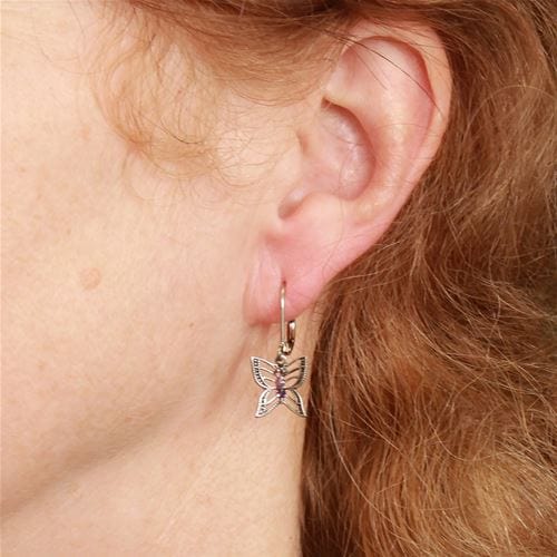 Load image into Gallery viewer, EAR-JM Filigree Crystal Butterfly - Pink Mix

