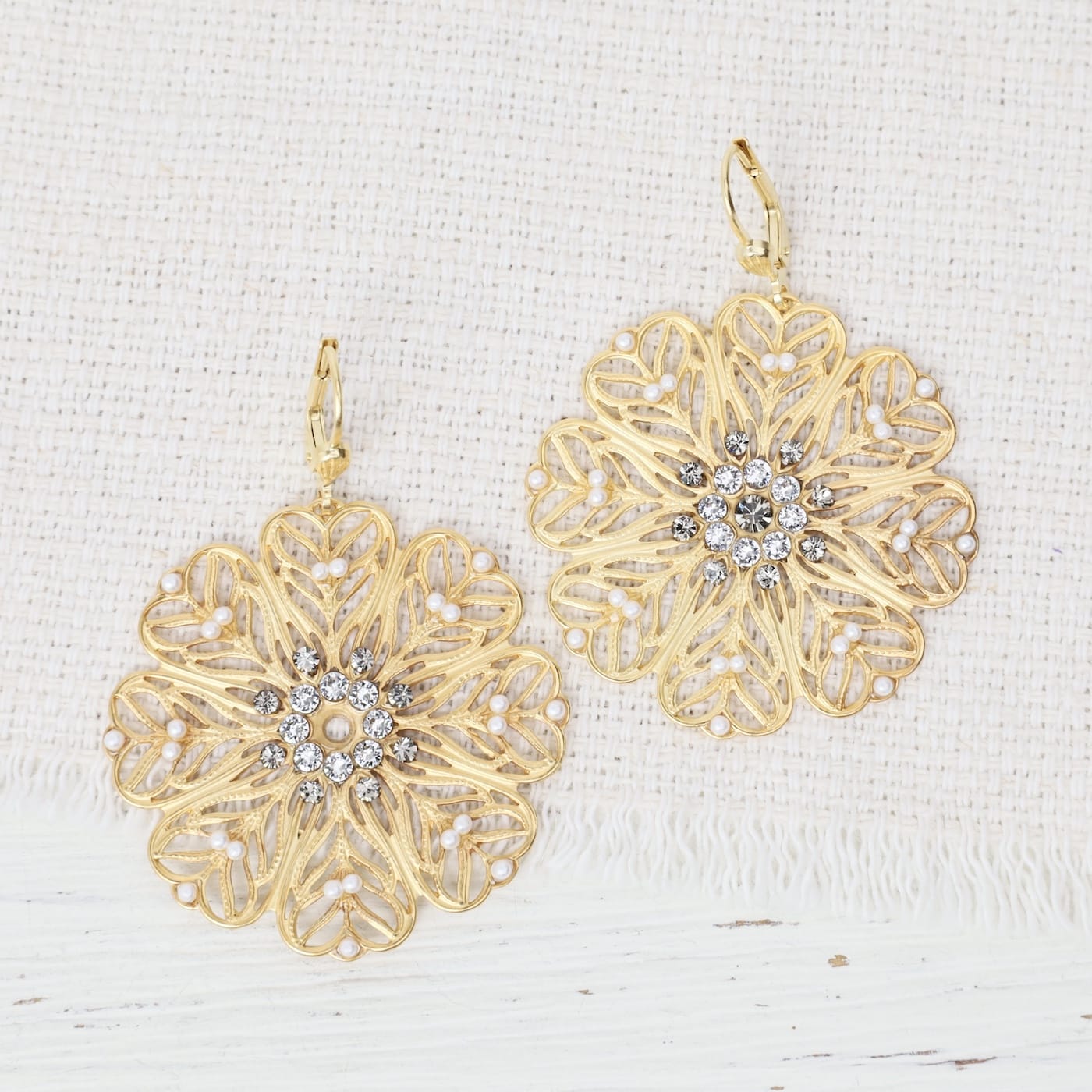EAR-JM Filigree Petal Earrings- Gold Plate